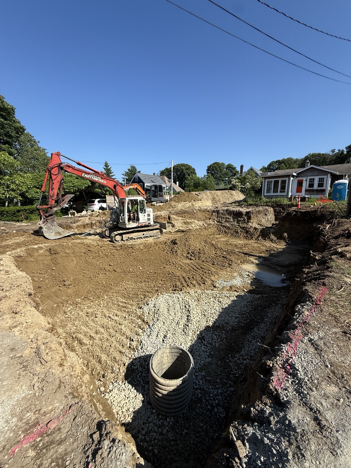 Lankas Earthworks excavators completing a residential foundation excavation